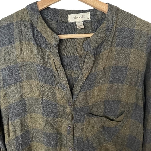 Bella Dahl Revolve Flannel Plaid Button Down Long Sleeve Dress Green Small - Picture 2 of 9